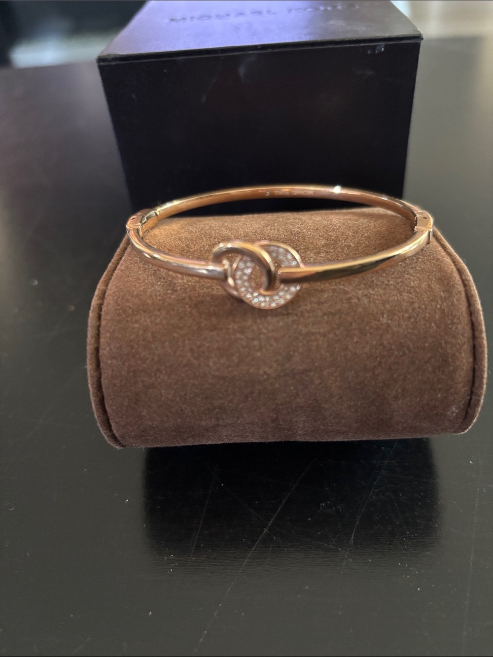 Michael Kors Rose Gold Knot Bangle Bracelet with Crystal Accents